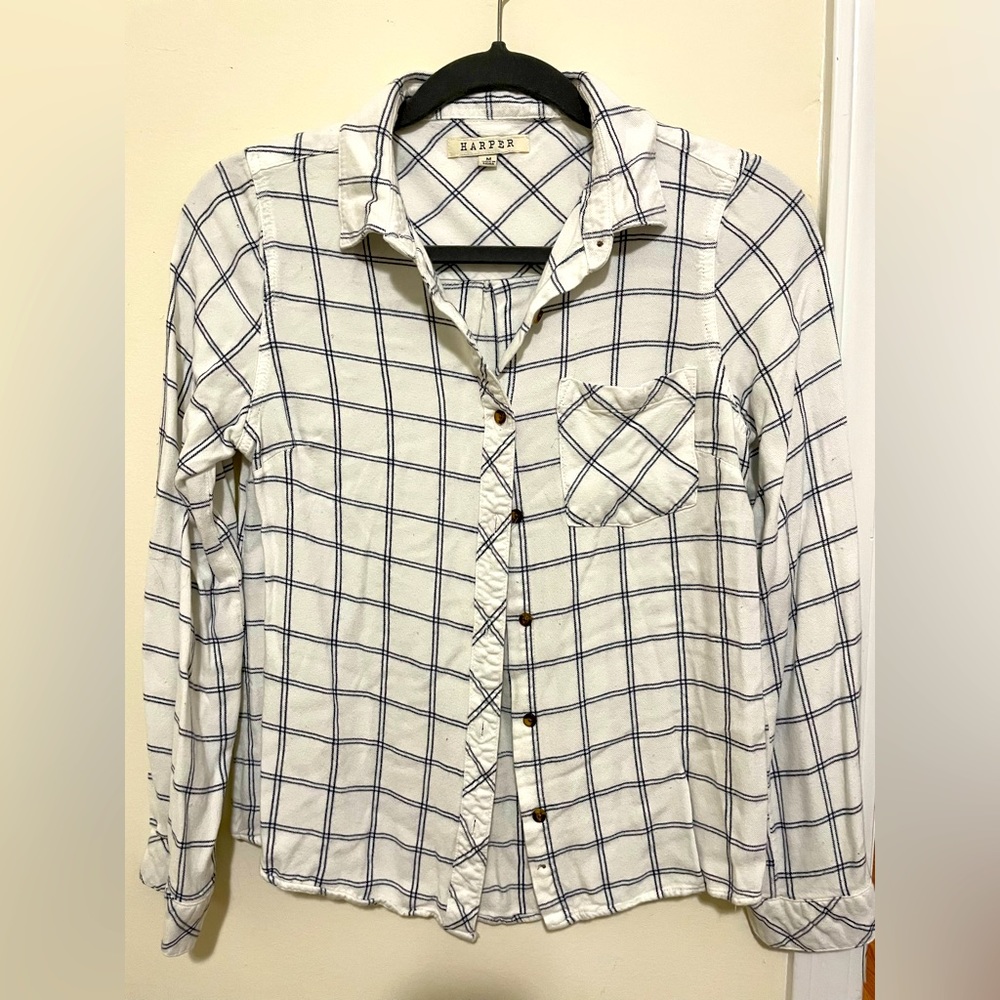 Harper white plaid shirt
